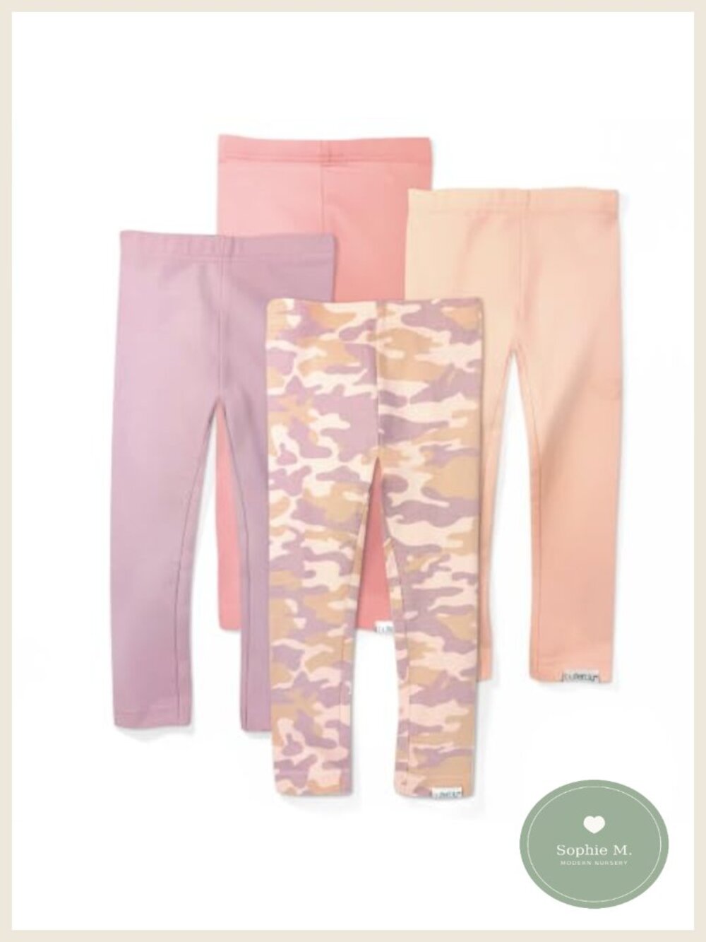 Organic Cotton Leggings for Girls 4 Pack Pull-On Elastic Waist Soft